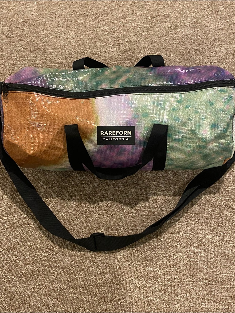 RAREFORM California Tie-Dye Duffel Bag in Green, Purple & Pink